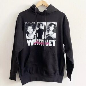 Whitney Houston Black Graphic Hoodie Sweatshirt Pullover Oversized Medium NWT